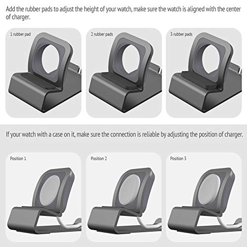 Sincetop Compatible with Apple Watch Charger Stand Ultra 2/Ultra/SE/9/8/7/6/5/4/3/2/1, Aluminum iWatch 49 45 41 44 40 42 38 Charging Holder Dock Nightstand Mode-Magnetic Charger not Included-Gray - color: Gray