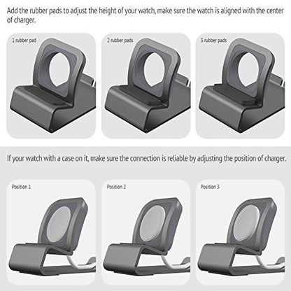 Sincetop Compatible with Apple Watch Charger Stand Ultra 2/Ultra/SE/9/8/7/6/5/4/3/2/1, Aluminum iWatch 49 45 41 44 40 42 38 Charging Holder Dock Nightstand Mode-Magnetic Charger not Included-Gray - color: Gray