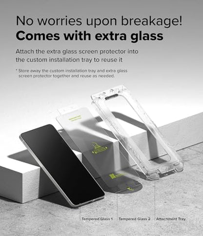 Ringke for Samsung Galaxy S25 Edge Screen Protector [Easy Slide, 2 Pack] | Easy Installation with Alignment Tool, Case Friendly Premium 9H Hardness Tempered Glass - size: Galaxy S25 Edge