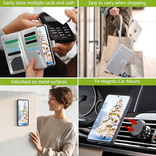 Varikke for Galaxy S25 FE Wallet Case Magnetic Detachable, Silver - color: Silver, size: Galaxy S25 FE 6.7"