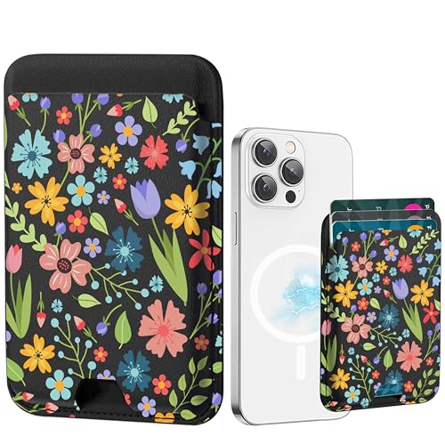 for MagSafe Wallet,Magnetic Card Holder for Phone Case - color: Bright Floral