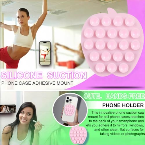 CIEO SuctionPhone Grip, Strong Silicone Suction,Strawberry Sticky Grip,Suitable for Selfies and Videos on Mirrors, Bathrooms and Smooth Surfaces, Compatible with iPhone (Light Pink) - color: Light Pink