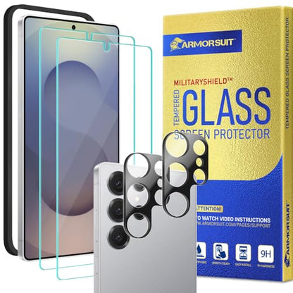 ArmorSuit 2+2 Pack for Samsung Galaxy S25 Ultra 6.9-inch Tempered Glass Screen Protector with Camera Lens Protector, MilitaryShield 9H HD Clear, Case Friendly, Alignment Tool, Bubble Free - size: S25-Ultra 6.9"