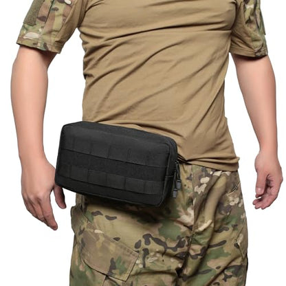 Mini Heavy Duty Tactical Belt Pouch for Men - Small Molle Pouch,Admin Pouch - color: black-big Horizontal pouches