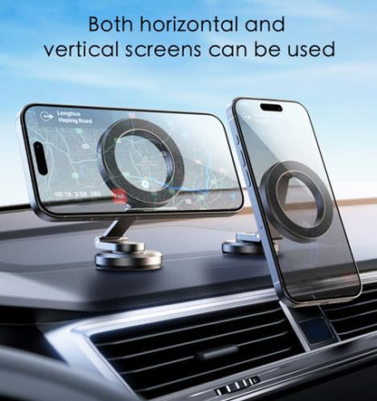 JUHOO Phone Holder for Car Magnetic Rotatable and Retractable, Fits iPhone 15, 14, 13, 12, Pro, Mini, MagSafe Case - color: Dark
