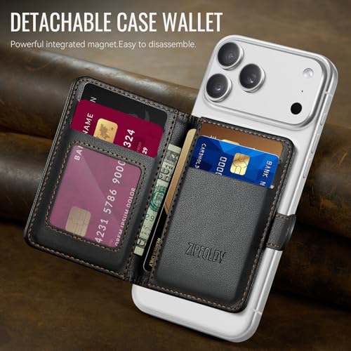 for Magsafe Magnetic Phone Wallet Card Holder, Elegant Black - color: Elegant Black
