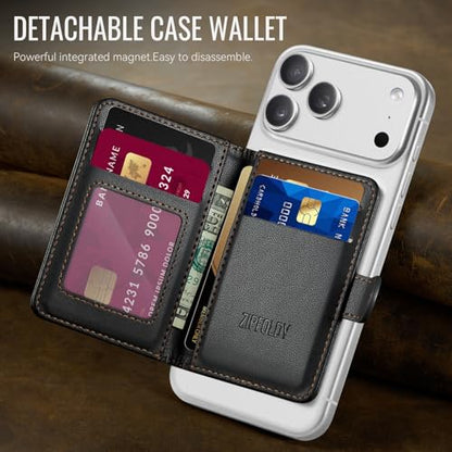for Magsafe Magnetic Phone Wallet Card Holder, Elegant Black - color: Elegant Black