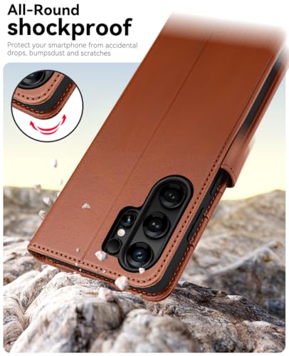 OCASE for Samsung Galaxy S26 Ultra Wallet Case, Card Holder, Dark Brown | RFID Blocking, Kickstand, Magnetic Closure, PU Leather Flip Folio, Shockproof TPU Shell, Protective Phone Cover (6.9") 2026 - color: Brown, size: Samsung Galaxy S26 Ultra
