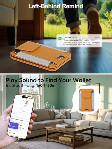 for MagSafe Wallet Works with Apple Find My, Strongest Magnetic Wallet - color: Orange