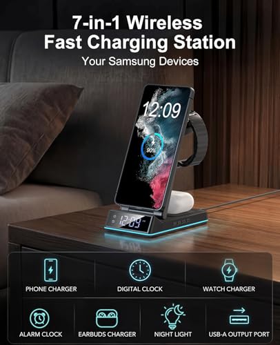 Wireless Charger for Samsung,7 in 1 Wireless Charging Station Charger Stand