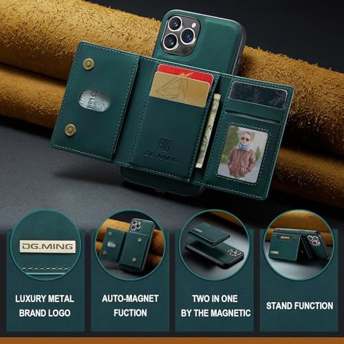Leather Wallet Phone Cases Compatible with iPhone 15 Pro Case with Card Holder Men 6.1'' 2 in 1 Detachable Back Cover (Green, IP 15 Pro) - color: Green, size: IP 15 Pro