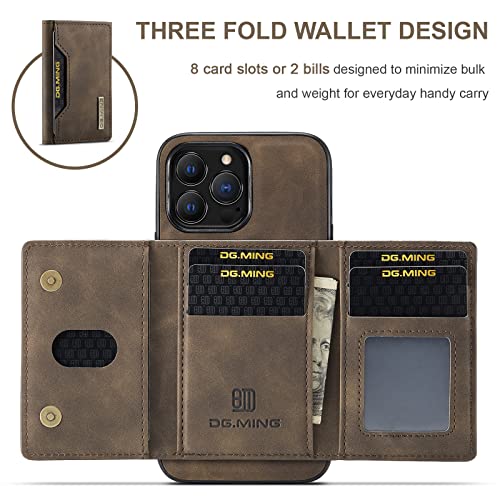 Leather Wallet Phone Cases Compatible with iPhone 14 Pro Max Case with Card Holder Men 6.7'' 2 in 1 Detachable Back Cover (Coffee,IP 14 Pro Max) - color: Coffee, size: IP 14 Pro Max