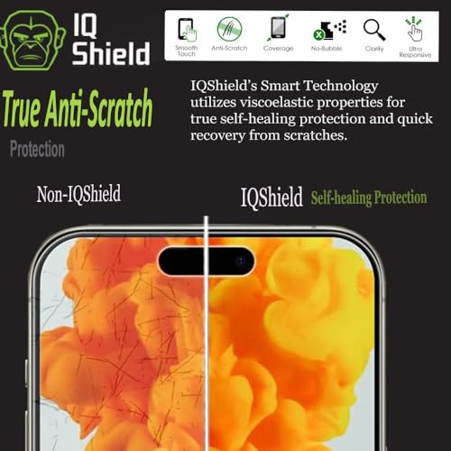 IQShield 2 Pack Screen Protector for iPhone 15 Pro Max, Easy Install, Ultra Thin, Anti-Scratch, Anti-Bubble, Smudge Resistant, Clear TPU Film - size: 6.7