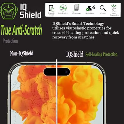 IQShield 2 Pack Screen Protector for iPhone 15 Pro Max, Easy Install, Ultra Thin, Anti-Scratch, Anti-Bubble, Smudge Resistant, Clear TPU Film - size: 6.7
