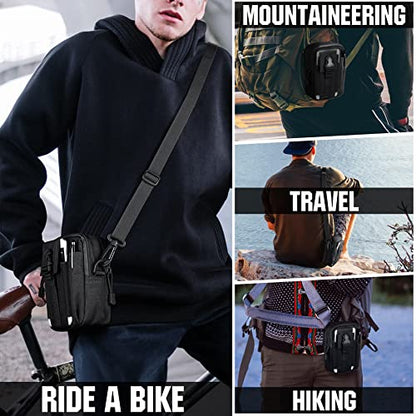 Tactical Molle Phone Pouch Nylon Multi-Purpose EDC Pouch Utility Waist Bag Tool Holster with Shoulder Strap for 4.7"-6.7" Smartphone - color: Black