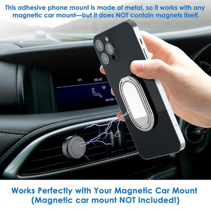 Phone Holder Foldable Phone Stand Phone Ring Holder Finger Kickstand 360° Rotation Cell Phone Stand Metal Phone Grip for Magnetic Car Mount Sticky Phone Grip Compatible with Most Smartphones - color: Silver