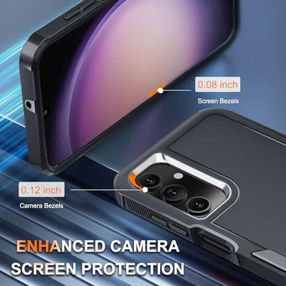Case for Samsung Galaxy A15 5G, Full Body Heavy Duty Rugged Shockproof Protective Phone Cover with Lanyard Strap, Tempered Glass Screen Protector and Camera Lens Cover, Black Matte | Rugged Shockproof Protective Phone Case with Lanyard Strap,Tempered Glas