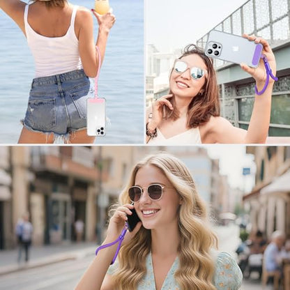 MoKo Phone Wrist Strap Anti-theft, Adjustable Phone Wrist Lanyard - color: Rosegold+purple