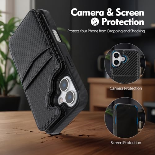 SkyEagle Compatible with MagSafe iPhone 17 Case Wallet,Carbon Black | Magnetic Clasp,RFID Blocking,PU Leather,Flip Folio Shockproof Phone Cover,with Credit Card Slots & Kickstand for Men & Women - color: Carbon Black, size: iPhone 17 - 6.3"