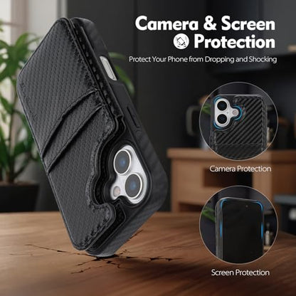 SkyEagle Compatible with MagSafe iPhone 17 Case Wallet,Carbon Black | Magnetic Clasp,RFID Blocking,PU Leather,Flip Folio Shockproof Phone Cover,with Credit Card Slots & Kickstand for Men & Women - color: Carbon Black, size: iPhone 17 - 6.3"