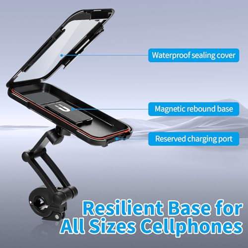 Waterproof Bike Phone Mount Touch-Screen Bicycle Phone Holder | Universal Waterproof Cell Phone Bag 360°Rotatable Motorcycle Scooter ATV MTB Phone Mount Holder for 4.7-6.8" Phones