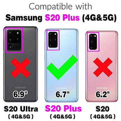 Wallet Case for Samsung Galaxy S20 Plus S20+ 5G with Wrist Strap, 9+ Card Slots Zipper Purse, Luxury PU Leather Stand Full Body Phone Cover for S20+5G S20plus 20S + S2O S 20 20+ G5 Women Black | Wrist/Shoulder Strap, Card Slots, Zipper Purse, PU Leather S