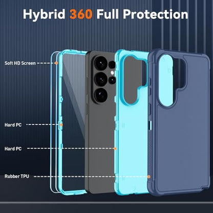 for Samsung Galaxy S26 Ultra Case with HD Screen Protector, 3-Layer Shockproof Military Grade Full Body Protection, Heavy Duty Hybrid Protective Phone Cover (Blue/Glacier Blue) - color: Blue/Glacier Blue
