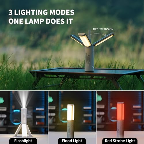 Folding Rechargeable Camping Light with Stand,Allspark Waterproof Hanging LED Camping Lantern,Magnetic Telescoping Camp Light with Detachable Tripod for Outdoor,Power Outage,Hurricane,Hiking