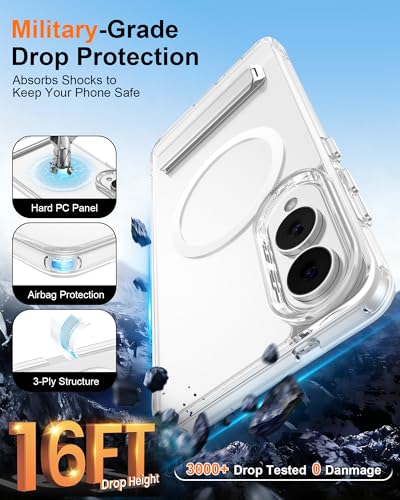 For Samsung Galaxy S26 Ultra Case with Stand MagSafe Crystal Clear Magnetic | Protective Android Phone Case, Slim Drop Protection, Built-in Kickstand for Galaxy S26 Ultra 5G Transparent Cover Phonecase