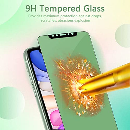 [3 Pack] for iPhone 11/XR Privacy Green Screen Protector, Anti Blue Light Eye Protection Anti Spy 9H Tempered Glass, No Bubble - size: iPhone 11/XR
