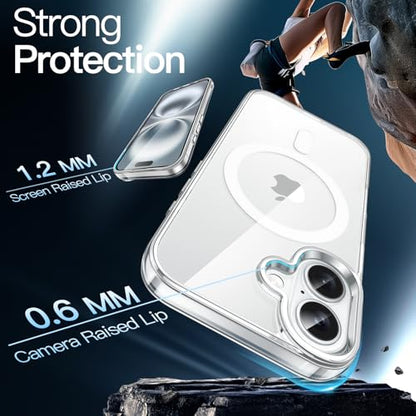 JETech Magnetic Case for iPhone 16 6.1-Inch Compatible with MagSafe, Shockproof Phone Bumper Cover, Anti-Scratch Clear Back (Clear) - color: Clear, size: iPhone 16