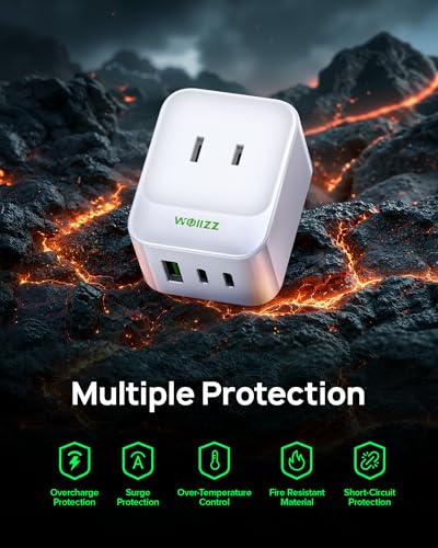 5-in-1 Wall Outlet Extender with 5 Ports 2 AC, 2 USB-C, 1 USB-A