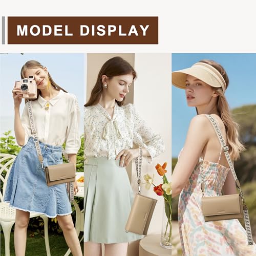 Small Crossbody Bags for Women RFID Vegan Leather Wristlet Phone Mini Purse Shoulder Handbag Wallet Travel Purse - color: Khaki