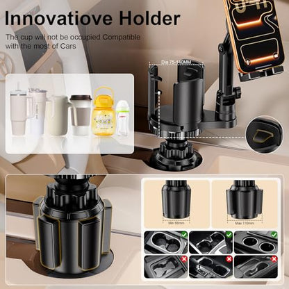 Tablet Holder for Car, 3 in1 Stable Cup Holder ipad Car Mount with Expander
