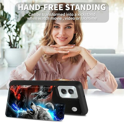 for Motorola Moto G Power 5G 2024 6.7" Wallet Case with Credit Card Holder, Shockproof Protective Kickstand Credit Card Slot Holder Flip Soft PU Leather Cover, Dragon Wolf - color: Dragon Wolf