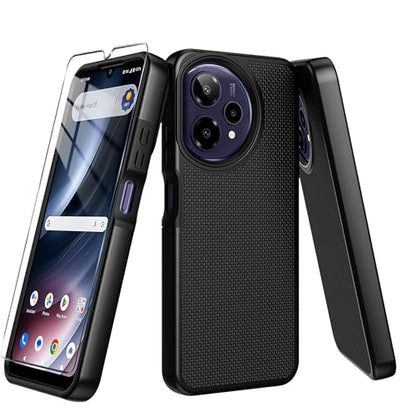 for Cricket Icon Plus 2026 (Plus Version Only) /AT&T Verge 2 Case with Tempered Glass Screen Protector,Dual Layer Heavy Duty Shockproof Protection (Black) - color: Black