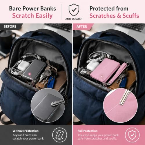 Power Bank Case for Anker Nano 5000mAh Magnetic Wireless Charging Battery - color: Mauve, size: 4.05*2.75*0.39inch