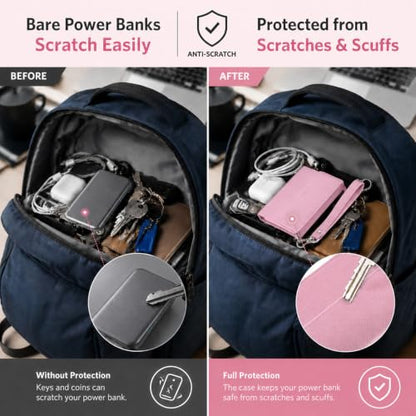 Power Bank Case for Anker Nano 5000mAh Magnetic Wireless Charging Battery - color: Mauve, size: 4.05*2.75*0.39inch