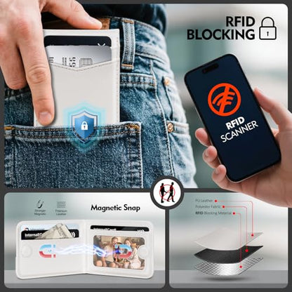 SkyEagle RFID Blocking MagSafe Wallet Stand with Card Holder,5 Card Slots & ID Window,PU Leather Magnetic Phone Adjustable Kickstand for iPhone 12/13/14/15/16/17 Pro Max & Air Plus Series,White - color: White, style: Stand Wallet