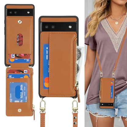 Cavor Compatible with Google Pixel 6a Case Wallet, Brown - color: Brown, size: Google Pixel 6a