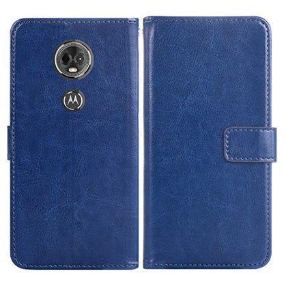 Asuwish Compatible with Moto E5 Plus E 5 Supra Wallet Case Tempered Glass Screen Protector and Flip Card Holder Stand Accessories Phone Cases for Motorola E5+ MotoE5plus 5E 5th Generation E5plus Blue