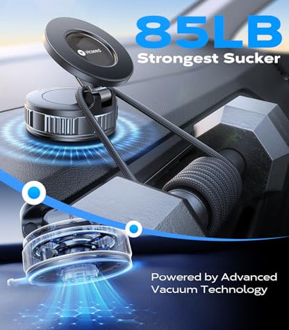 VICSEED Upgraded Car Phone Holder for Magsafe Car Mount [Strongest Suction] - color: Translucent Black