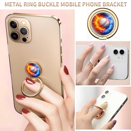 Cell Phone Ring Holder, Cute Metal Phone Grip Stand Finger Ring Kickstand, Flexible 360°Rotation Phone Tablet Case Accessories Compatible with Most Phones Fire Ice Baseball - color: Fire Ice Baseball