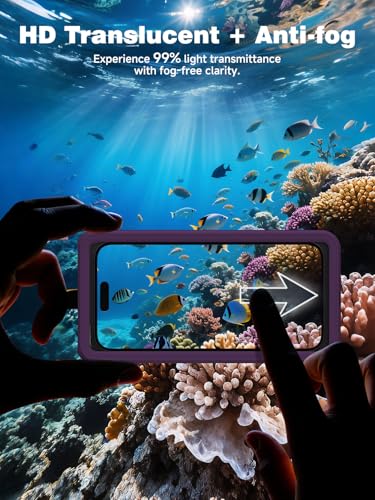 APRUT Waterproof Phone Pouch Case 7.5", 2025 Upgraded IPX8 Waterproof Phone Case for Snorkeling, Universal Fit for iPhone 16 Pro Max 15 14 13, Galaxy S25, Beach Vacation Essentials (Purple) - color: Purple