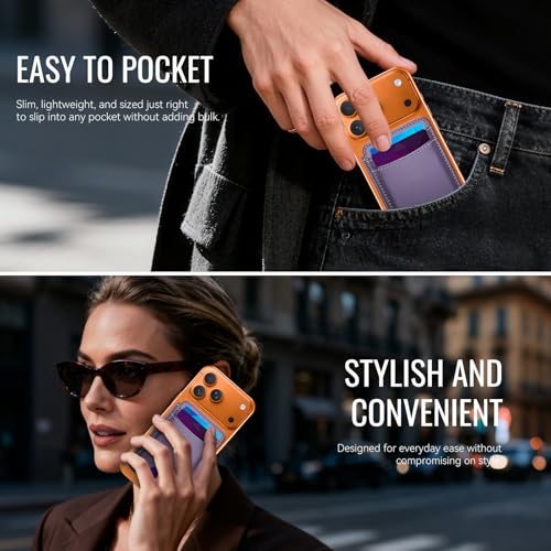 WJX MagSafe Magnetic Phone Wallet, RFID Slim 6 Card Holder with Cash Slot & Clear ID Window, Mini Gift‑Ready Wallet for Google/Samsung/iPhone 17/16/15/14/13/12 Series, Purple - color: H-purple