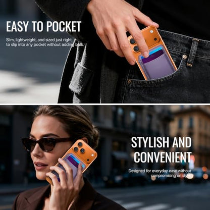 WJX MagSafe Magnetic Phone Wallet, RFID Slim 6 Card Holder with Cash Slot & Clear ID Window, Mini Gift‑Ready Wallet for Google/Samsung/iPhone 17/16/15/14/13/12 Series, Purple - color: H-purple