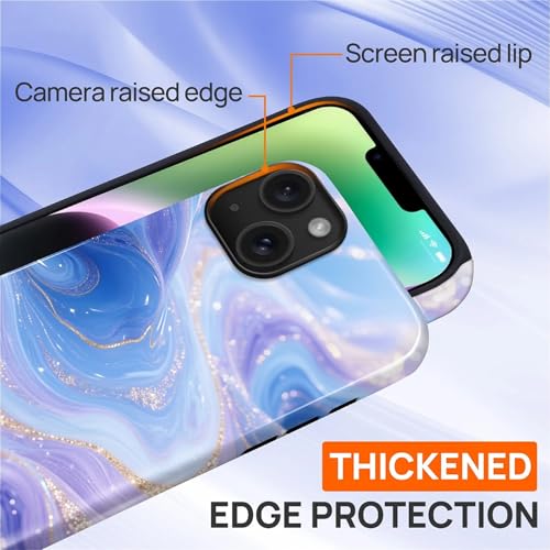 Case for iPhone 13 iPhone 14, Shockproof Hybrid Protective Phone Case, Dual-Layer Drop Protection Anti-Scratch, Blue Purple Fluid - color: Blue Purple Fluid, size: iPhone 13 14