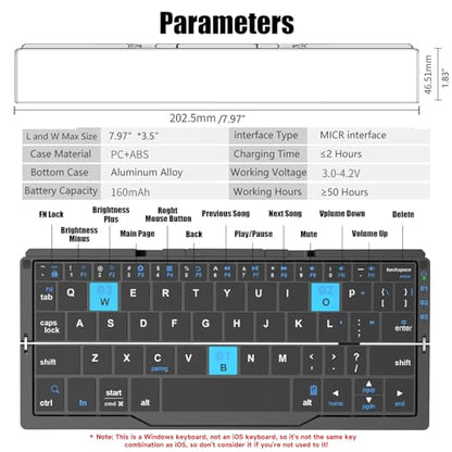 SIKAI CASE Foldable Bluetooth Keyboard with Magnetic Stand,Aluminum Alloy Mini Quiet Folding Portable Lightweight Travel Rechargeable Pocket for Tablet,iPad, Phones, White - color: White