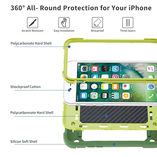 MARKILL Compatible with iPhone Case with Ring Stand, Heavy-Duty Military Grade Shockproof Phone Cover (Avocado, iPhone SE 3rd/2nd/iPhone 8/7/6S/6) - color: Avocado, size: iPhone SE 3rd/2nd/iPhone 8/7/6S/6