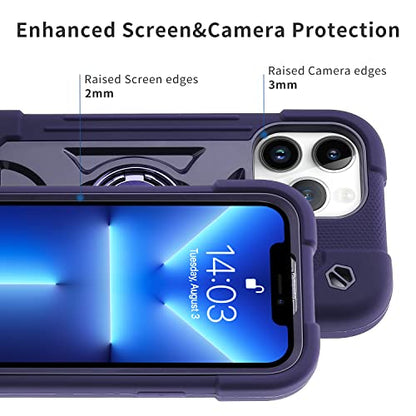 MARKILL Compatible with iPhone 13 Pro Max Case 6.7 Inch with Ring Stand, Heavy-Duty Military Grade Shockproof Phone Kids Cover for iPhone 13 Pro Max - color: Deep Purple, size: iPhone 13 Pro Max 6.7"
